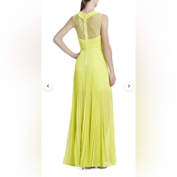 Bcbg MaxAzria dress Caia dress lemongrass yellow pleated maxi dress - Picture 3 of 6